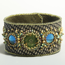 leather cuff gold olive